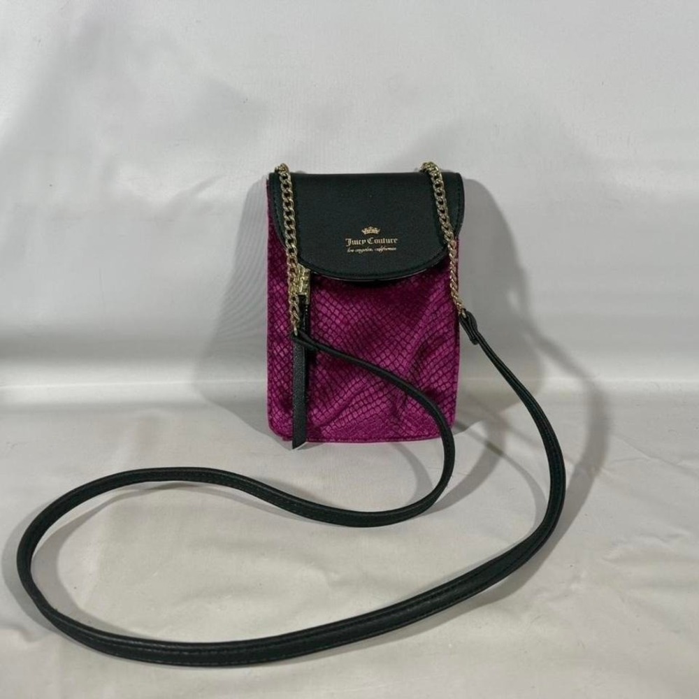 Juicy Couture Cellie Mini Crossbody Carry Phone Bag Magenta Velvet